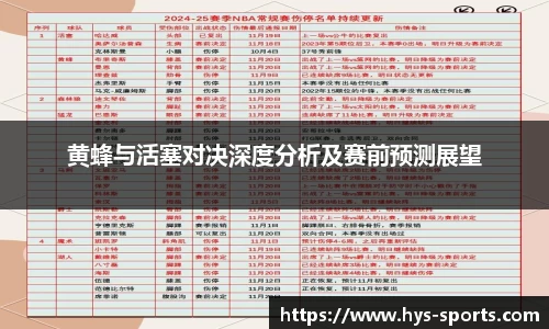 黄蜂与活塞对决深度分析及赛前预测展望